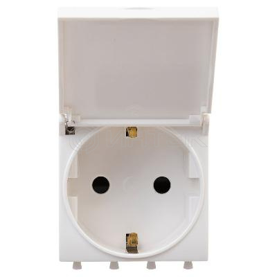 Розетка 1-м 2мод. Avanti "Белое облако" 16А IP41 2P+E защ. шторки с крышкой бел. DKC 4400012 изображение, фото