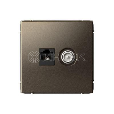 Розетка компьютерная + телевизионная 2-м СП ArtGallery RJ45 кат.5E + TV механизм мокко Systeme Electric GAL000689 изображение, фото
