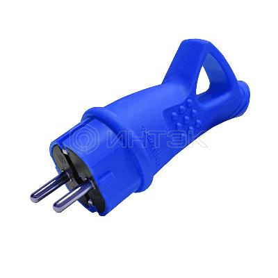 Вилка электрическая 1ф 16А 250В IP44 с заземл. с ушком каучук син. (еврослот) UNIVersal 3040 изображение, фото