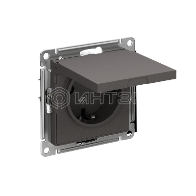 Розетка AtlasDesign 16А IP20 с заземл. защ. шторки с крышкой механизм базальт Systeme Electric ATN001446 изображение, фото