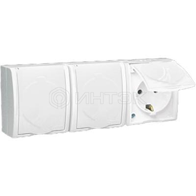 Розетка 3-м ОП Simon15 16А IP54 250В с заземл. с крышкой винт. клеммы бел. Simon 1594437-030 изображение, фото