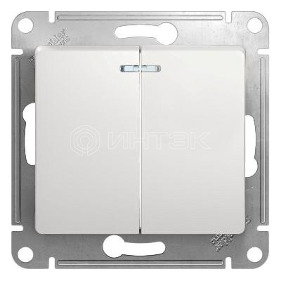 Выключатель 2-кл. СП Glossa 10А IP20 (сх. 5а) 10AX с подсветкой механизм бел.  Systeme Electric GSL000153 изображение, фото