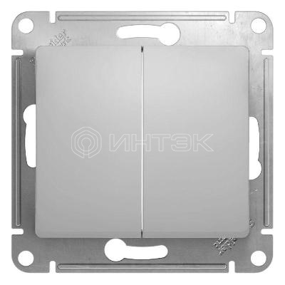 Выключатель 2-кл. СП Glossa 10А IP20 (сх. 5) 10AX механизм алюм.  Systeme Electric GSL000351 изображение, фото
