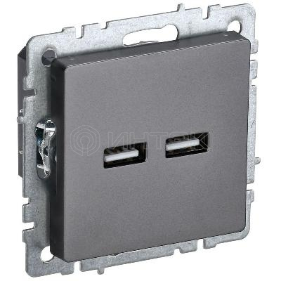 Розетка BRITE USB A+A 3.1А РЮ10-1-БрС механизм сталь IEK BR-U21-D31-K46 изображение, фото