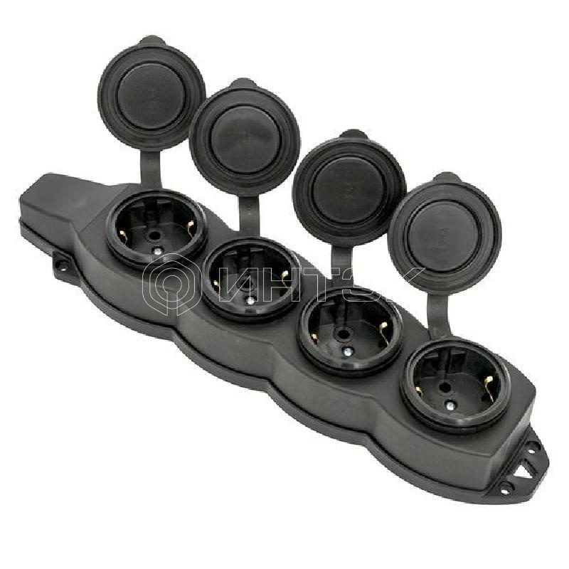 Колодка 4-м 16А IP44 2P+PE 230В с защ. крышками каучук Basic EKF RPS-020-16-230-44 изображение, фото