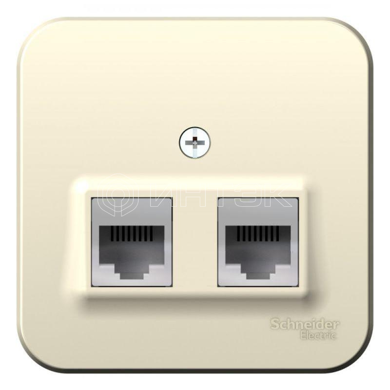Розетка компьютерная + телефонная 2-м ОП Blanca RJ45 кат.5E + RJ11 с изолир. пластиной молочн. Systeme Electric BLNIA045112 изображение, фото