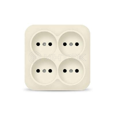 Розетка 4-м ОП 10А IP20 квадрат. без заземл. сл. кость IONICH 1453 изображение, фото
