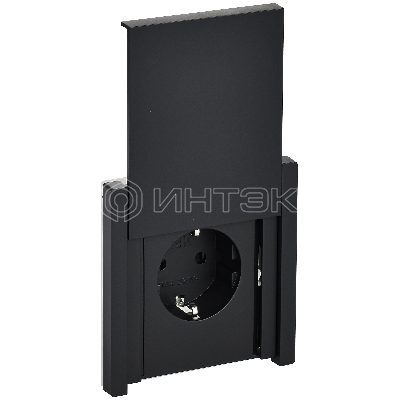 Розетка СП FORTE&PIANO16А IP44 FP119 с заземл. защ. шторки с крышкой безвинт. крепл. черн. IEK FP-R16-16-1-44-K02 изображение, фото