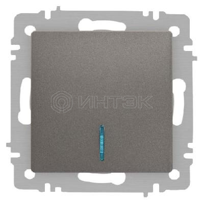 Выключатель 1-кл. СП Accent 6-102-09 10А IP20 250В с подсветкой AL/CU титан Intro Б0063460 изображение, фото