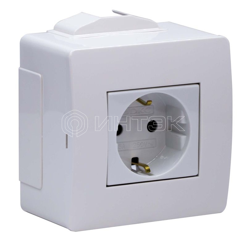 Коробка 1-м ОП PDD-N60 16А IP00 с заземл. с силовой роз. BRAVA 2мод. бел. DKC 10482 изображение, фото