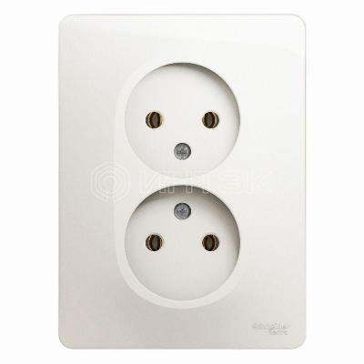 Розетка 2-м СП Glossa 16А IP20 250В без заземл. в сборе перламутр.  Systeme Electric GSL000620 изображение, фото