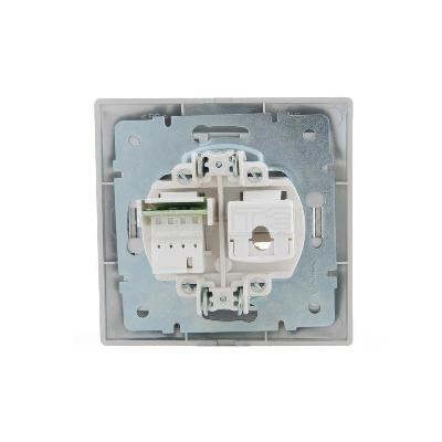 Розетка компьютерная + телефонная 2-м СП Mira RJ45 + RJ11 сер. метал. LEZARD 701-1010-143 изображение, фото