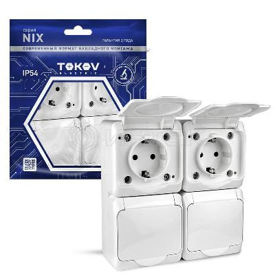 Розетка 4-м ОП Nix 16А IP54 250В с заземл. с крышкой бел. TOKOV ELECTRIC TKE-NX-R4Z-C01-IP54 изображение, фото