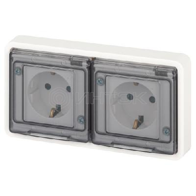 Розетка Эксперт 11-2524-01 2х2P+E гориз. IP55 шторки 16А-250В СУ бел. Эра Б0063254 изображение, фото