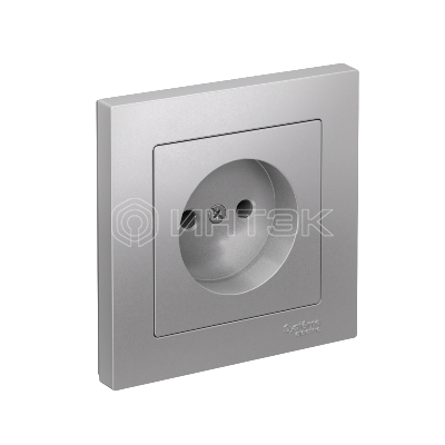 Розетка AtlasDesign 16А без заземл. быстрозажим. клем. в сборе алюм. Systeme Electric ATN000340S изображение, фото