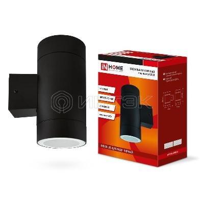 Светильник НБУ ЦИЛИНДР-2xGX53-BL 16Вт IP54 230В уличный настен. двусторон. под лампу 2хGX53 алюм. черн. IN HOME 4690612023533 изображение, фото