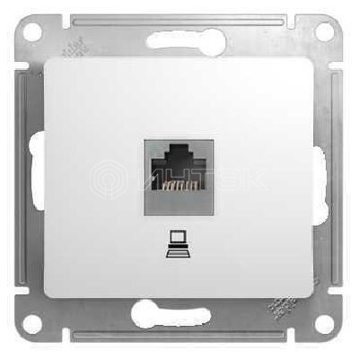 Розетка компьютерная 1-м СП Glossa RJ45 кат.5E механизм бел.  Systeme Electric GSL000181K изображение, фото