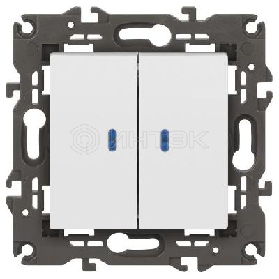 Выключатель 2-кл. СП Elegance 14-1105-01 10А IP20 250В 10AX с подсветкой механизм бел. Эра Б0034237 изображение, фото
