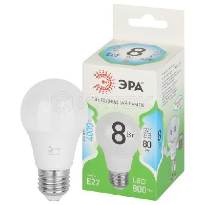 Лампа светодиодная GREEN LINE A60-8W-840-E27 GL 8Вт груша 4000К яркий свет бел. E27 Эра Б0067139 изображение, фото
