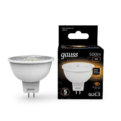 Лампа светодиодная Black 5Вт MR16 софит 3000К тепл. бел. GU5.3 500лм GAUSS 101505105 изображение, фото