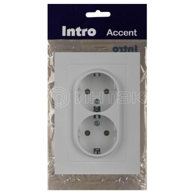 Розетка 2-м СП Accent 6-205-01 16А IP20 250В 2P+E Schuko AL/CU бел. Intro Б0063485 изображение, фото