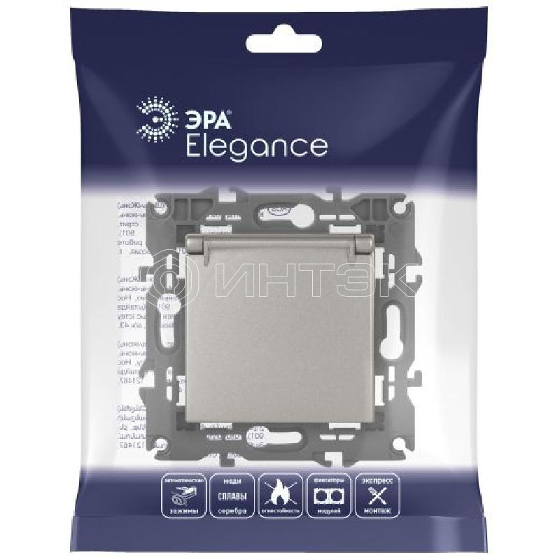 Розетка Elegance 14-2103-16 16А 250В 2P+E Schuko защ. шторки с крышкой титан Эра Б0065811 изображение, фото