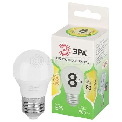 Лампа светодиодная GREEN LINE P45-8W-830-E27 GL 8Вт шар 3000К свет тепл. E27 Эра Б0067023 изображение, фото