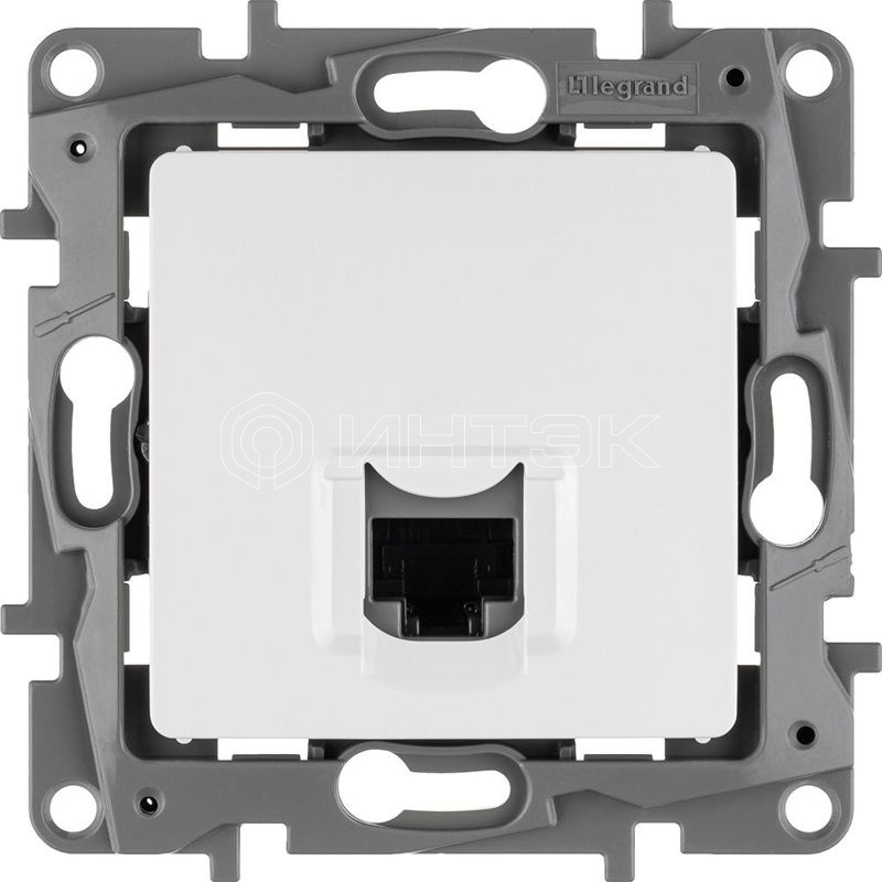Розетка компьютерная 1-м СП Etika RJ45 кат.5E UTP механизм бел. IEK 672241 изображение, фото