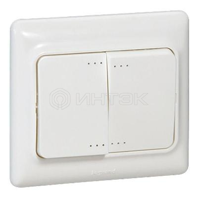 Выключатель 2-кл. СП Kaptika 10А IP20 с зел. подсветкой бел. Legrand 782103 изображение, фото