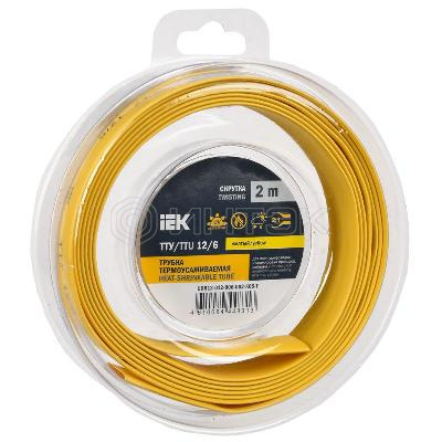 Трубка термоусадочная ТТУ нг-LS 12/6 желт. (уп.2м) IEK UDR12-012-006-002-K05-T изображение, фото