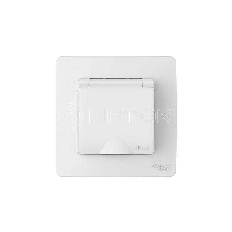 Розетка 1-м СП Blanca 16А IP44 250В с заземл. защ. шторки с крышкой бел.  Systeme Electric BLNRS441111 изображение, фото