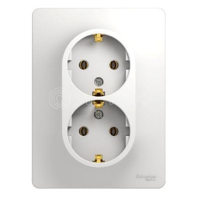Розетка 2-м СП Glossa 16А IP20 с заземл. в сборе бел.  Systeme Electric GSL000124 изображение, фото