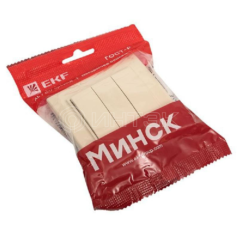 Выключатель 3-кл. СП Минск 10А IP20 беж. EKF ERV10-024-20 изображение, фото