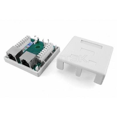 Розетка компьютерная 2-м ОП SB1-2-8P8C-C5e-SH-WH RJ45 (8P8C) кат.5E экранир. Dual IDC Hyperline 430233 изображение, фото