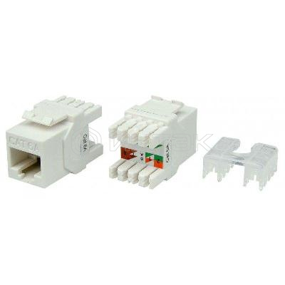 Вставка Keystone Jack RJ45 (8P8C) кат.6A (10G) 180град. KJ8-8P8C-C6A-180-WH бел. Hyperline 426187 изображение, фото