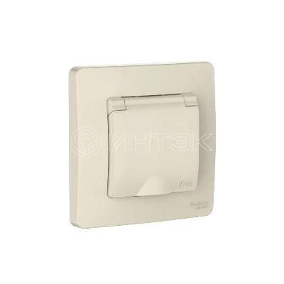 Розетка 1-м СП Blanca 16А IP44 250В с заземл. защ. шторки с крышкой молочн. Systeme Electric BLNRS441112 изображение, фото