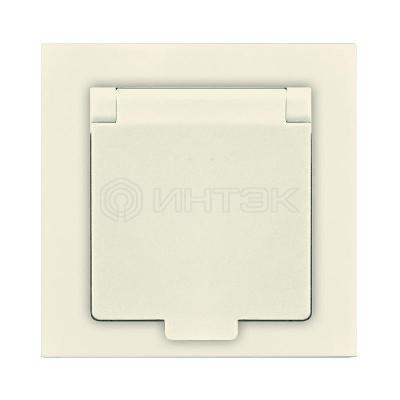 Розетка 1-м СП Афина 16А IP20 с заземл. с крышкой в сборе сл. кость (ivory) Universal A0029-I изображение, фото