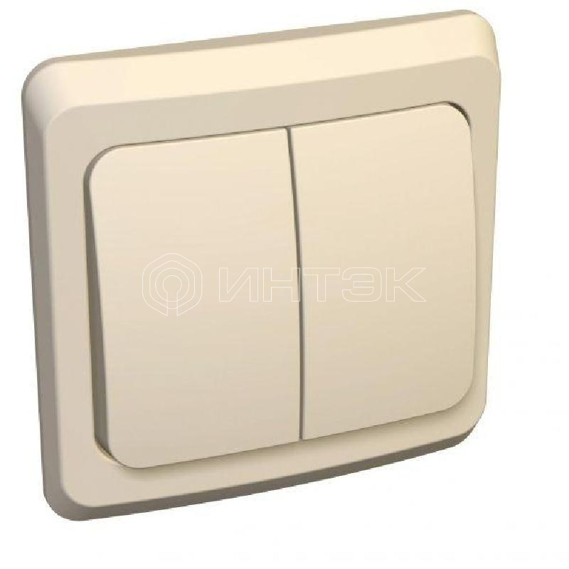 Выключатель 2-кл. СП Этюд 10А IP20 крем.  Systeme Electric BC10-002K изображение, фото