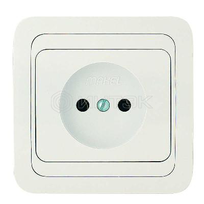 Розетка 1-м СП Mimoza 16А IP20 без заземл. керамика бел./бел. Makel 12002 изображение, фото