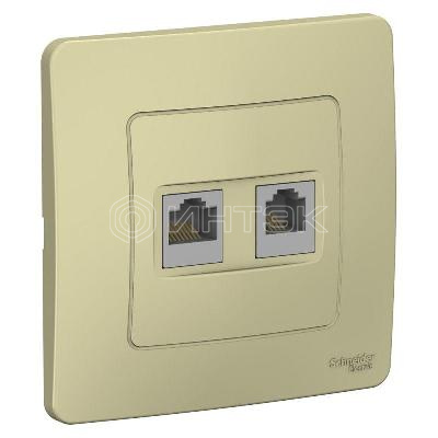 Розетка компьютерная + телефонная 2-м СП Blanca RJ45 кат.5E + RJ11 беж. Systeme Electric BLNIS045117 изображение, фото