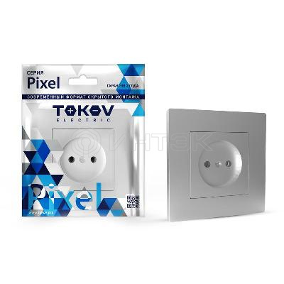 Розетка 1-м СП Pixel 16А IP20 без заземл. в сборе алюм. TOKOV ELECTRIC TKE-PX-R1F-C03 изображение, фото