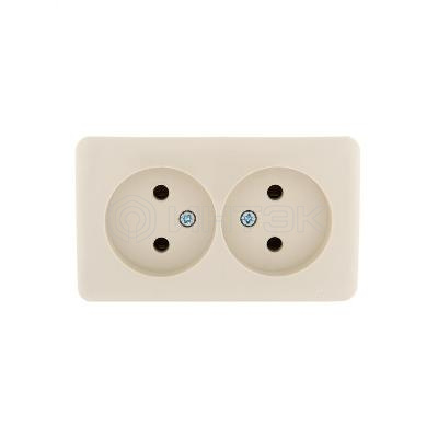 Розетка 2-м ОП Viola 16А IP20 без заземл. крем. LEZARD 751-0300-128 изображение, фото