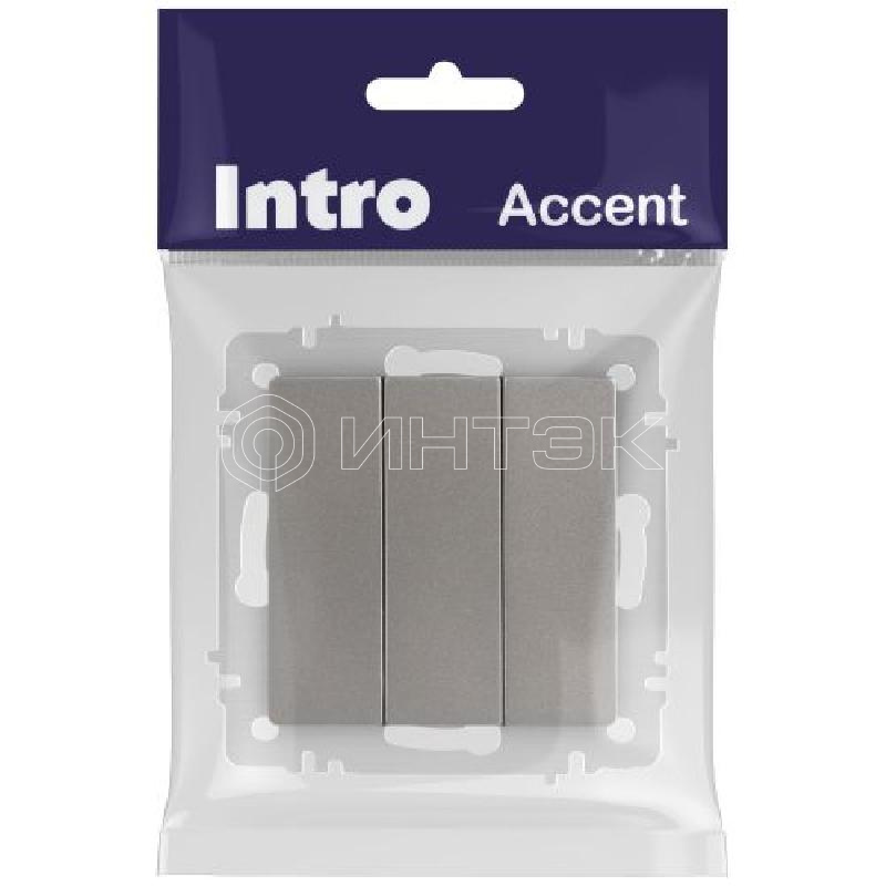 Выключатель 3-кл. СП Accent 6-106-09 10А IP20 250В AL/CU титан Intro Б0063549 изображение, фото