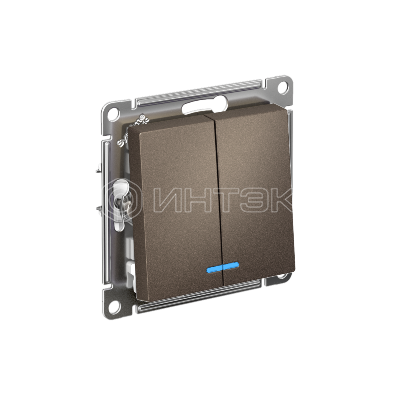 Выключатель 2-кл. СП AtlasDesign 10А IP20 (сх. 5а) 10AX с подсветкой механизм мокко  Systeme Electric ATN000653 изображение, фото