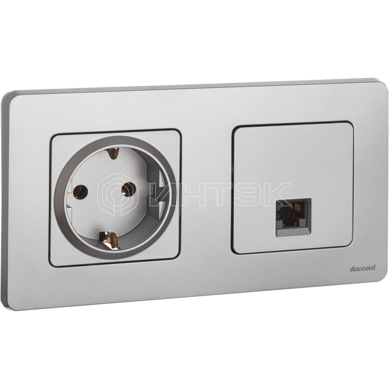 Розетка компьютерная Inspiria RJ45 кат.5E UTP алюм. IEK 673827 изображение, фото