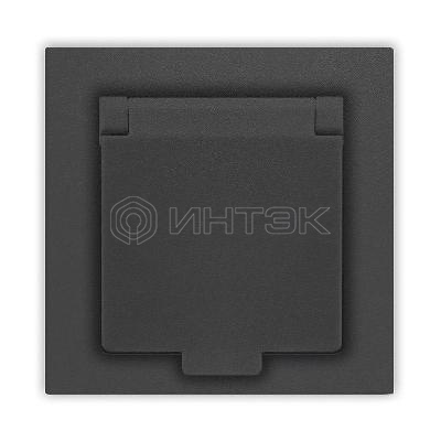 Розетка 1-м СП Афина 16А IP20 с заземл. с крышкой в сборе графит Universal A0029-Gr изображение, фото