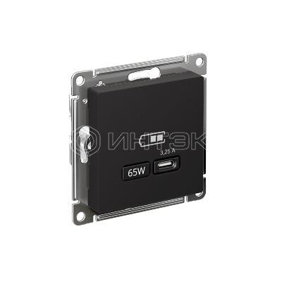 Розетка USB AtlasDesign тип C 65Вт QC PD высокоскор. ЗУ механизм карбон Systeme Electric ATN001027 изображение, фото