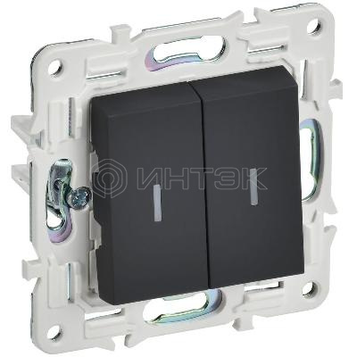 Выключатель 2-кл. SKANDY 10А SK-V09G с индикацией графит IEK SK-V20-1-10-K53 изображение, фото