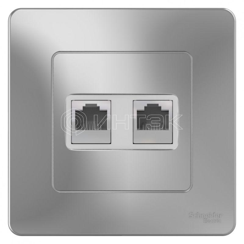 Розетка компьютерная 2-м СП Blanca RJ45 кат.5E алюм. Systeme Electric BLNIS045453 изображение, фото