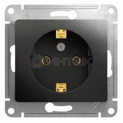Розетка 1-м СП 1мод. Glossa 16А IP20 с заземл. механизм антрацит  Systeme Electric GSL000743 изображение, фото
